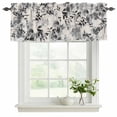 thumbnail image 2 of Black Grey Spring Floral Valances for Windows, Summer Botanical Watercolor Rustic Light Filtering Kitchen Curtains, Rod Pocket Window Valance Curtains for Living Room Bedroom, 42" W x 12" L, 2 Panels, 2 of 9