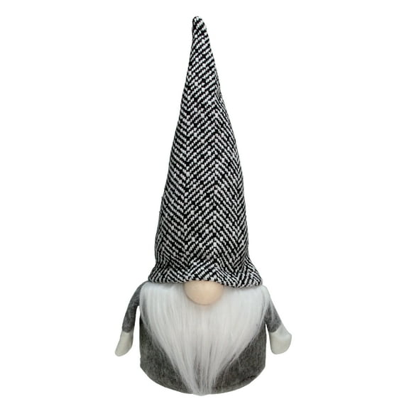 10.75" Gray and White Tweed Gnome Table Top Christmas Decoration