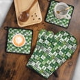 thumbnail image 5 of St. Patrick's Day and Gnomes Green Kitchen Oven Mitt and Pot Holder Set 2 Pcs, Heat Resistant Up To 392 °F, for Baking, Cooking and Grilling, 5 of 6