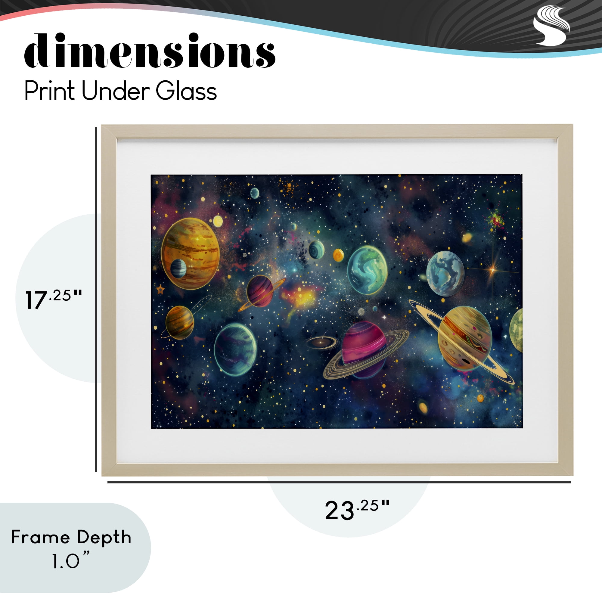 Stupell Industries Celestial Planetary Parade Birch Framed Print Under Glass, design by Creative Studio