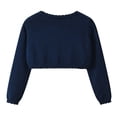 thumbnail image 7 of HAOTAGS Girls Knitted Cardigan with Graphic Print Casual Fall/Winter One-Button Open Front Jacket Navy Size 2-3 Years, 7 of 7