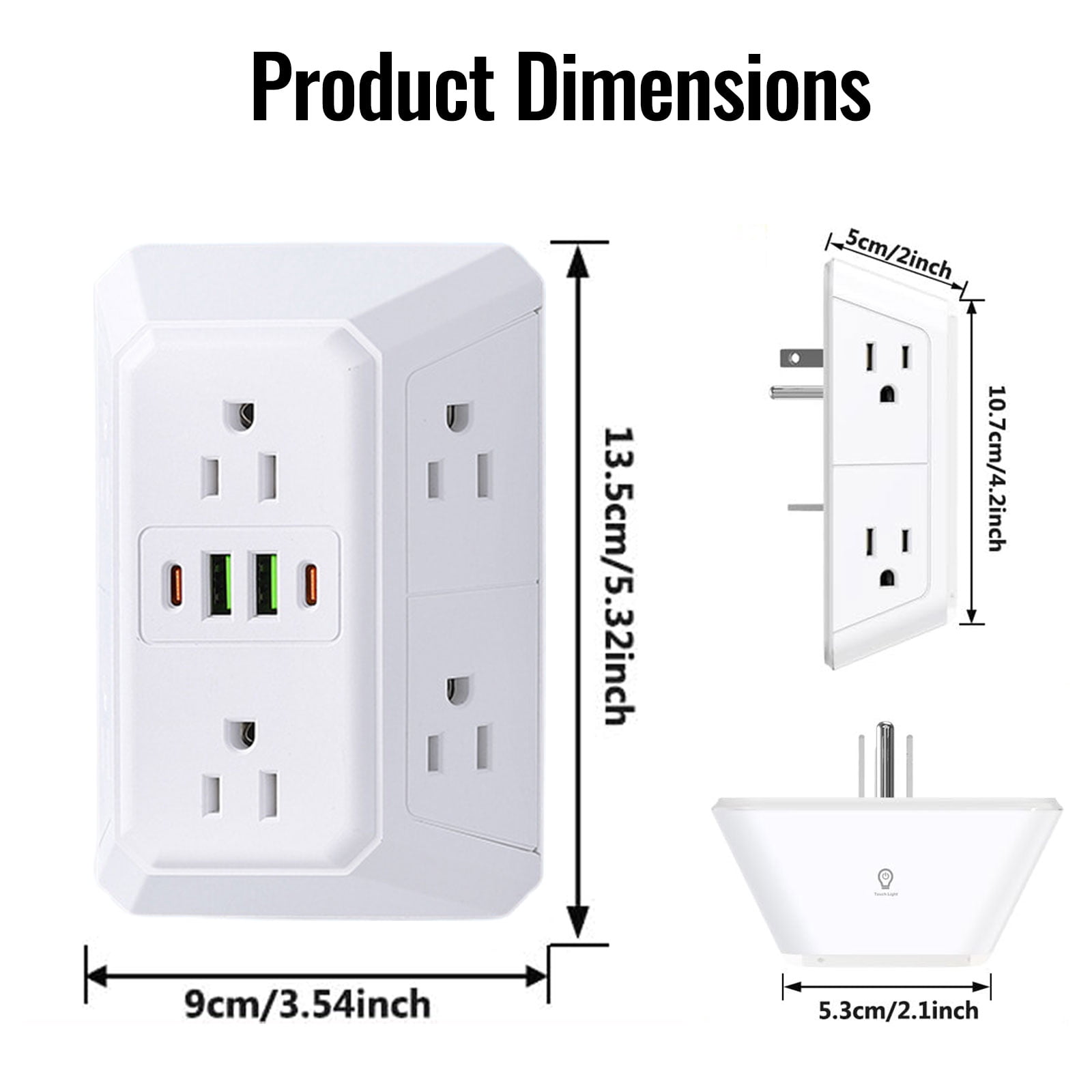Surge Protector Outlet Extender, 6 Outlets 4 USB Charger (2 USB-A 2 USB-C), 1800J Multi Plug Power Strip for Home Office Dorm.(White 1pcs)