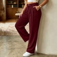 thumbnail image 4 of Oksale Corduroy Dress Pants for Women with Pockets Plus Size Pleated Front Business Casual Pants Loose Straight Leg Pants Officewear Wine M, 4 of 6