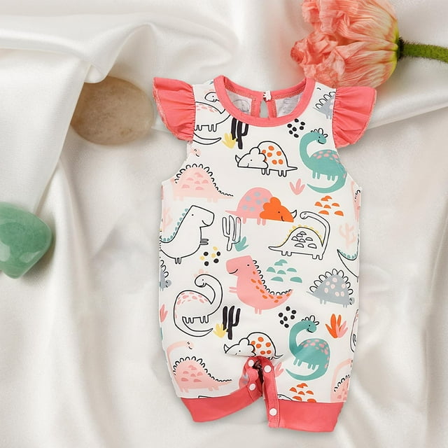 Mono con botones de verano para bebés, trajes de mameluco con mangas de mosca para niña, mameluco de verano para fiesta de cumpleaños, fotografía de 9 a 12 meses