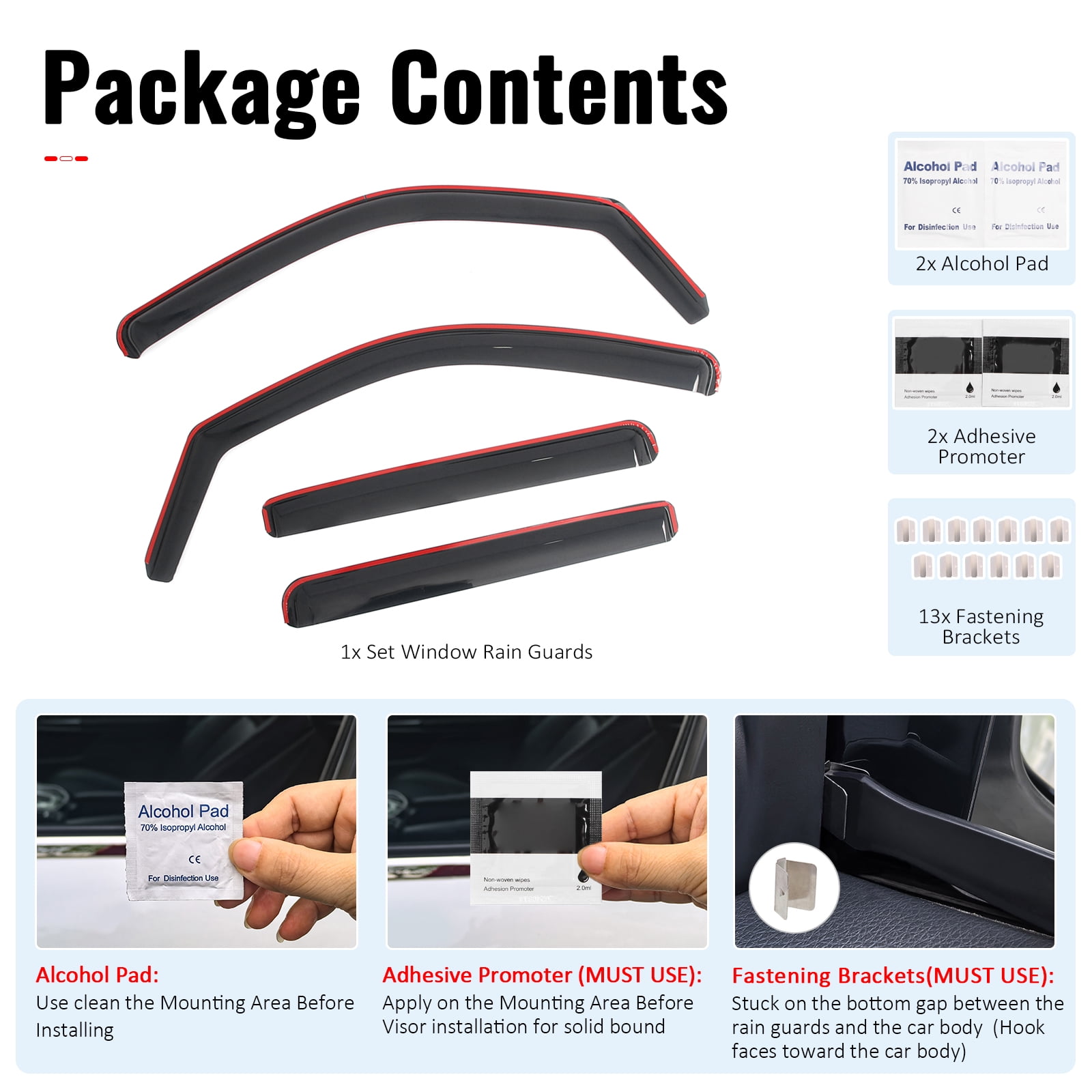 Ikon Motorsports In-Channel Window Visors Sun Shades Vent Rain Guards Deflectors for 2022-2026 Nissan Frontier Crew Cab Acrylic Smoke/Tinted 4PCS