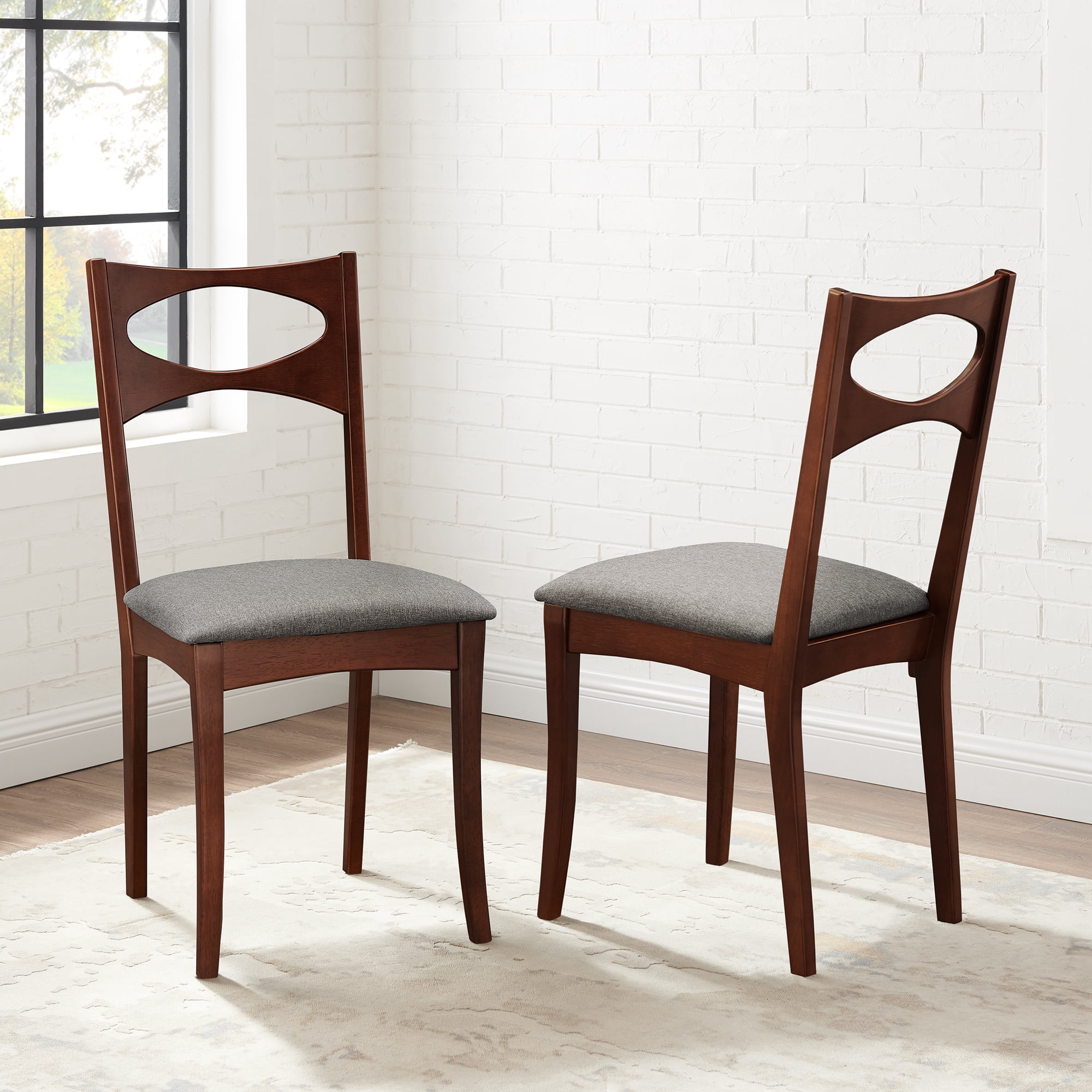 Lyon Mid Century Set of 2 Upholstered Acorn Dining Chairs by Manor Park