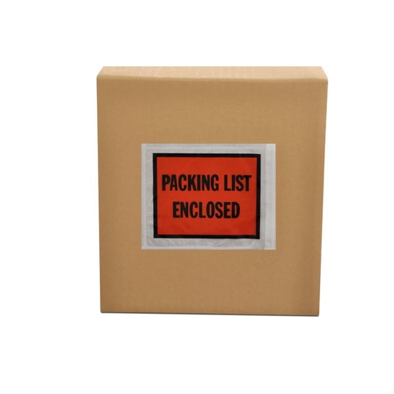 PSBM 1000 PCS, 4.5 x 5.5 Inch Orange Full Face Packing List Enclosed Bags, Shipping Mailing Envelopes and Packing Slip Pouches for Mailing Labels, Invoices and Documents