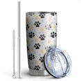 thumbnail image 2 of 20 Oz Black Dog Puppy Paw Coffee Tumbler Double Wall Insulated Stainless Steel Water Bottle | Metal Reusable Thermoses Flask with Cup Cap | Leak & Sweat Proof with Anti-Dust Lid, 2 of 7