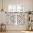 thumbnail image 2 of Brown Boho Kitchen Curtains 45 Inch Length, Vintage Abstract Floral Ethnic Tribe Tiers Curtains for Bathroom Bedroom Cafe, Light Filtering Small Window Treatment Short Drapes 2 Panels 42"Wx45"L, 2 of 8