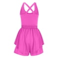 thumbnail image 3 of Workout Romper for Women Tennis Golf Jumpsuit Cross Back Tie Waist Ruffle Skirted Jumpsuits Golf Yoga Gym, Hot Pink, M, 3 of 5