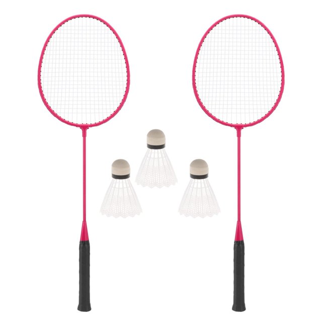 Decodeary 2Pcs Badminton Rackets with 3 Nylon Blue Training Balls Badminton Family Racquets Pink 67cm