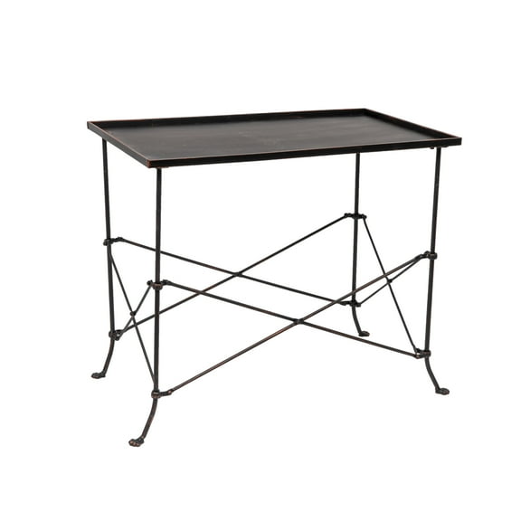 Creative Co-Op Rectangular Tall Metal End Table with Claw Feet, Rustic Bronze
