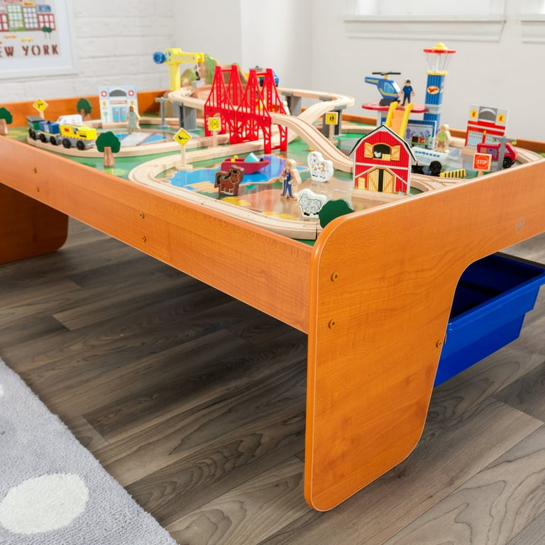 Kidkraft Ride Around Town Wooden Train, Kidkraft Metropolis Wooden Train Set Table With 100 Accessories Included