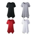 thumbnail image 3 of Coofit Tunique Chemise Manches Courtes Col Rond T-shirt Décontracté Blouse Ample pour Femmes, 3 of 8