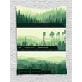 thumbnail image 1 of Train Tapestry, Green Tones Illustration with Modern to Old Vehicles and Landscape Print, Wall Hanging for Bedroom Living Room Dorm Decor, 60W X 80L Inches, Multicolor, by Ambesonne, 1 of 2