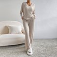 thumbnail image 3 of Blusa Conjunto casual de 2 piezas para mujer Conjunto de 2 piezas a juego de punto elegante Conjuntos de ropa para el hogar simples Ygjytge Beige T L para Mujer, 3 of 6