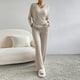 thumbnail image 2 of Conjunto de 2 piezas a juego para mujer trajes de salón holgados simples y elegantes de punto de Color sólido, 2 of 7