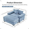 thumbnail image 2 of Lovableguy Oversized Accent Chair with Ottoman,Upholstered Corduroy Single Sofa Chair with Extra Wide Deep Seat,Comfy Chaise Lounge for Living Room Bedroom,Blue, 2 of 8