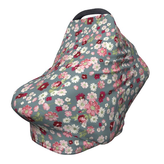 Fotbe Daisies Flowers Pattern Car Seat Covers for Babies, Nursing Breastfeeding Cover Carseat Canopy, Soft Stretchy Carrier Cover