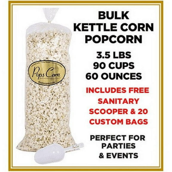 Gourmet Kettle Corn Popcorn-Bulk-Wholesale-5 Gallons-90 cups-60 oz -FREE SANITARY SCOOPER!!…
