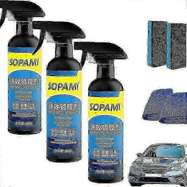 Sopami Automotive Coating Spray 1-3 Set Rapid Wax Polish for Car and Motorcycle Shine Protection
