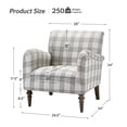 thumbnail image 6 of Plaid Accent Chair Set of 2, Wooden Legs Upholstered Armchair Lounge Sofa Home Living Room Grey, 6 of 8