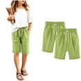 thumbnail image 4 of 2 Pack Shorts for Girls Summer Casual Knee Length Bermuda Shorts Kids High Waisted Drawstring Short Pants Teen Girls Clothes, 4 of 4
