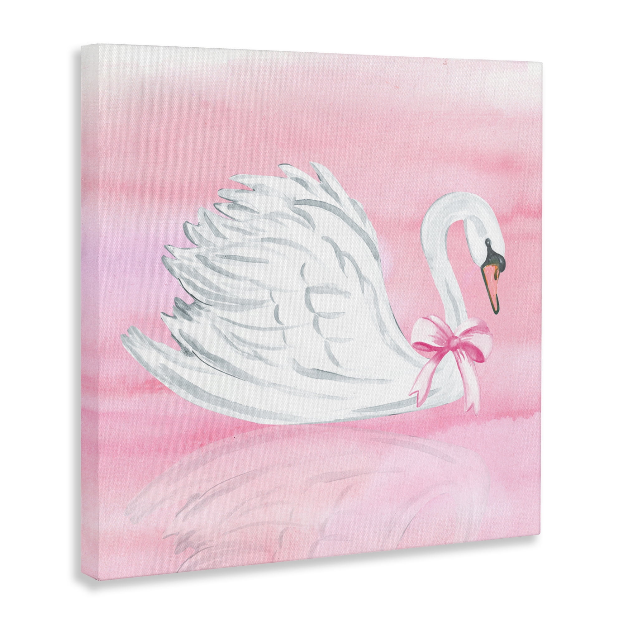 Stupell Industries Pink Bow Swan Canvas Wall Art, design by Corinne Haig