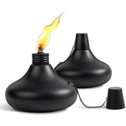 Upgraded 24oz Citronella Tabletop Torches - Set of 6, Metal Lanterns for Outside Yard/Patio