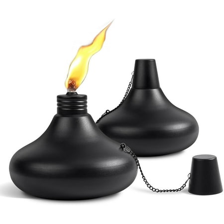 Upgraded 24oz Citronella Tabletop Torches - Set of 6, Metal Lanterns for Outside Yard/Patio