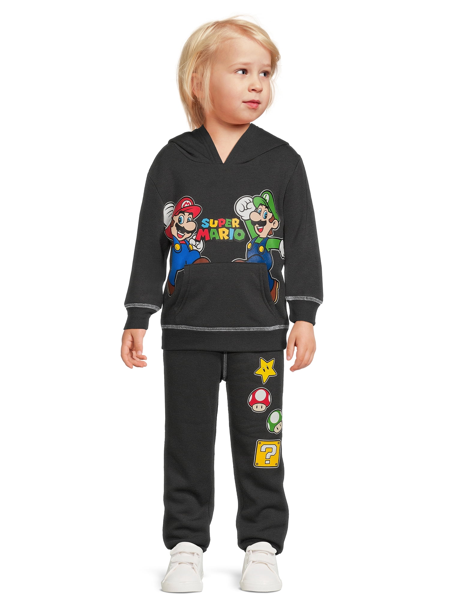Super Mario Brothers Toddler Boys Jogger Set with Hood Outfit Set, 2 Piece, Sizes 12 Months to 5T
