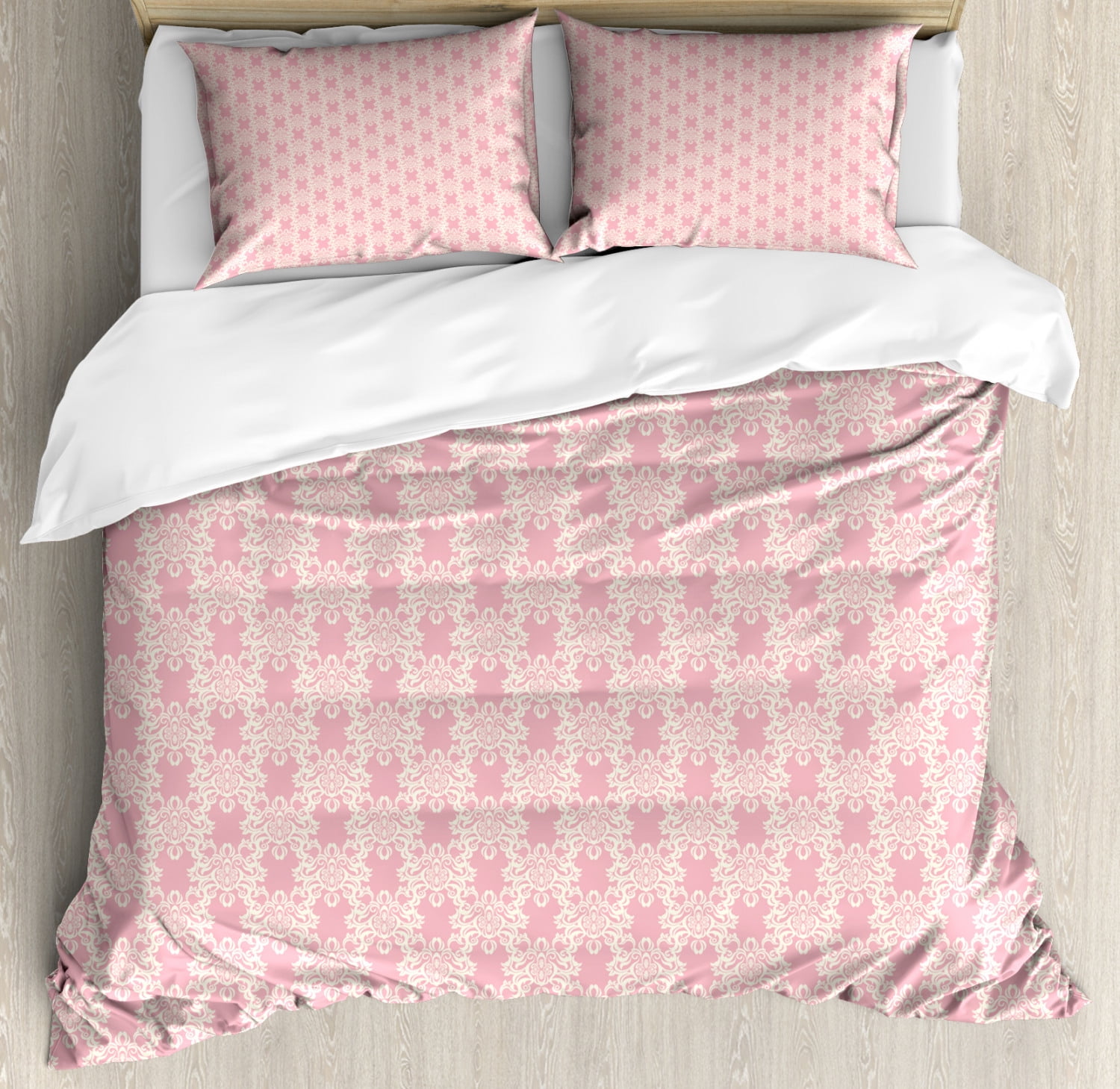 Pink Damask Duvet Cover Set Victorian Inspired Monochrome Floral