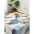 thumbnail image 3 of Abstract Geometric Suqare Tablecloth - 54 x 54 Inch, Farmhouse Vintage Polka Dot Teal Blue Waterproof & StainResistant Tablecloth, Washable Oil-proof Table Cover for Dining/Party/Wedding/Buffet, 3 of 9