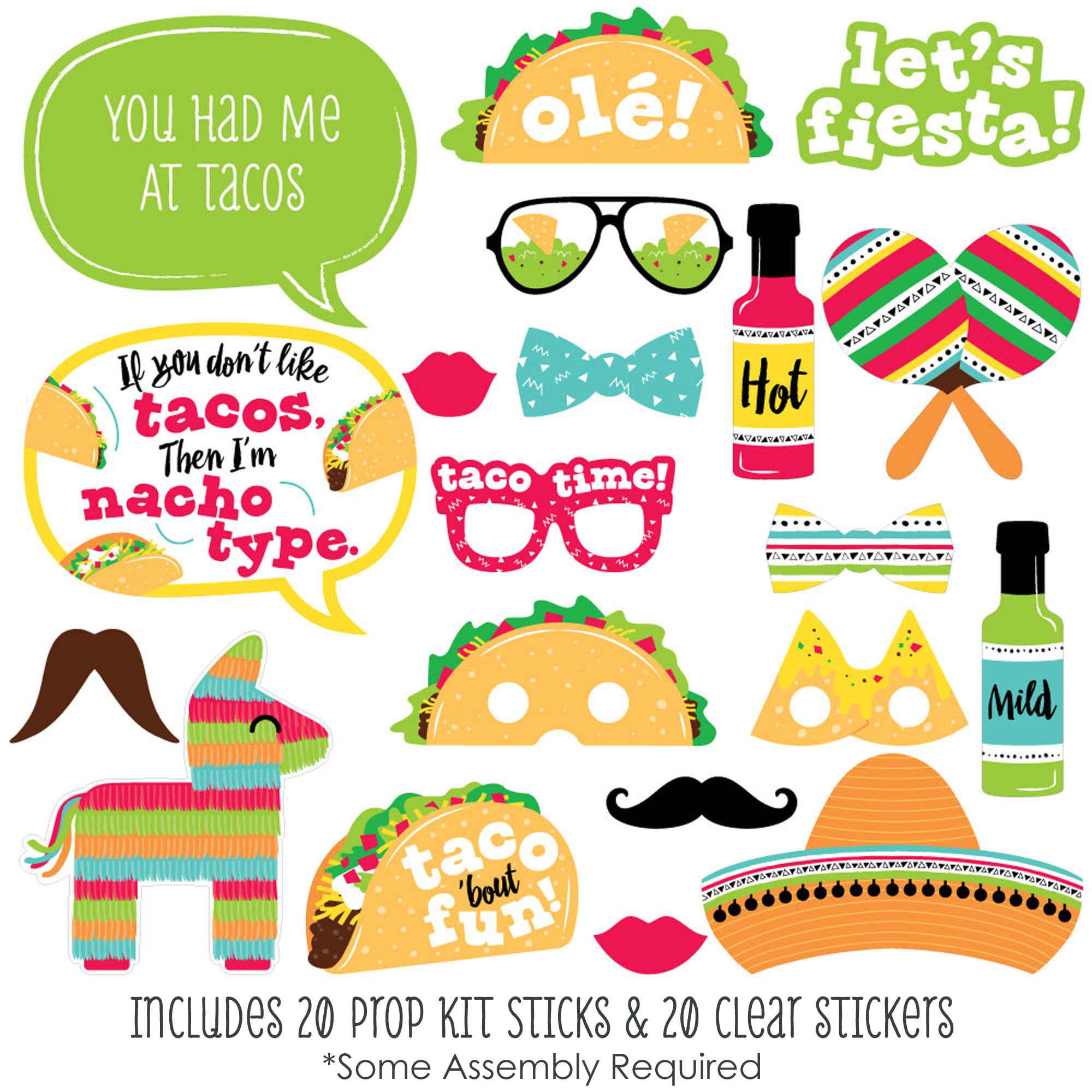 Big Dot of Happiness - Taco 'Bout Fun - Mexican Fiesta Water Bottle Sticker Labels - Set of 20