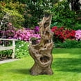 thumbnail image 4 of Water Fountain Outdoor 5-Tiers Large Cascading Realistic Tree Trunk Natural Waterfall Outdoor Fountain Resin Imitation Wood with LED Lights for Garden, Patio, Porch, 4 of 7