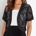 thumbnail image 6 of Women Lace Sheer Mesh Cardigan Cropped Casual Elegant Party Club Summer Cardigans Going Out Outwear Cover Up for Dresses Black XL, 6 of 8
