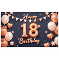 thumbnail image 3 of Rose Gold Decorative Happy Birthday Banner Celebration Balloon Festive Glitter Confetti Birthday Party Backdrop for Milestone Event Indoor Party Decoration Photo Prop, 3 of 5