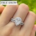 thumbnail image 2 of SFTING Wedding Rings for Women 925 Sterling Silver 5A CZ Engagement Rings for Women Pear Cut Promise Rings for Her Size 9, 2 of 6