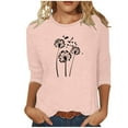 thumbnail image 1 of Mefallenssiah Blouses pour Femmes T-Shirts de Mode Décontractés Col Rond Manches 3/4 T-Shirt Ample Hauts Blouses, 1 of 3