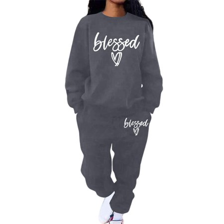 UJNDER Women s Fashion Casual Loose Hoodie and Sweatpants Set Stylish Comfortable Loungewear Outfit Pant Suits for Women Grey M