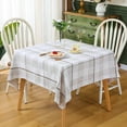 thumbnail image 4 of Oval Rustic Checkered Tablecloth Beige and Gray Heavy Duty Embroidery Cloth Wrinkle Resistant Washable Kitchen Living Room Home Decoration 60 x 84 inches Fabric, 4 of 6