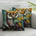 thumbnail image 3 of Orinice Owl Tree Branch Leaves Graphic Decorative Cushion Throw Pillow Cover for Home Living Room Bed Sofa- Zipper Closure Car Couch Bedroom 1PC 18x18in, 3 of 5