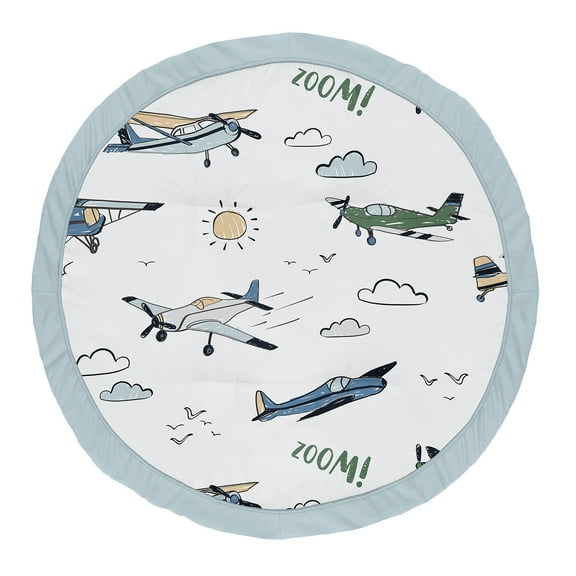 Sweet Jojo Designs Airplane Green and Blue Boy Baby Play Mat