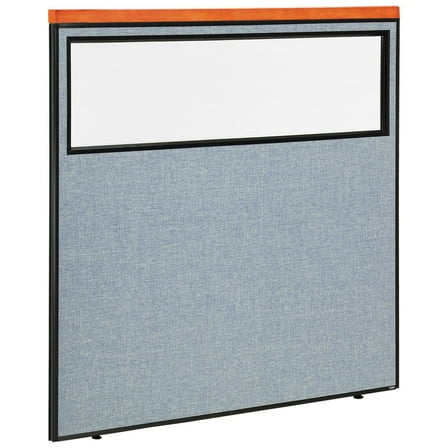 60-1/4"W x 61-1/2"H Deluxe Office Partition Panel with Partial Window, Blue