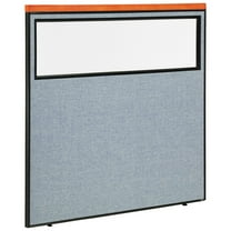 60-1/4"W x 61-1/2"H Deluxe Office Partition Panel with Partial Window, Blue