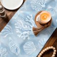 thumbnail image 3 of Ocean Shells Table Runner 90 Inches, Watercolor Blue Summer Coastal Starfish Conch Bed Runner Dresser Scarves Tabletop for Indoor Outdoor Parties/Ceremony/Banquet, 13" x 90", 3 of 9