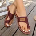 thumbnail image 3 of Beach Sandals for Women 2026 Breathable Flat Flip Flops Lightweight Ring Toe Summer Slide with Arch Support Red Size 6.5, 3 of 7