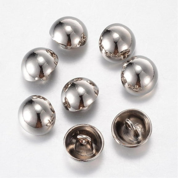 Alloy Shank Buttons 1-Hole Dome/Half Round Platinum 11.5x10mm Hole: 1.5mm