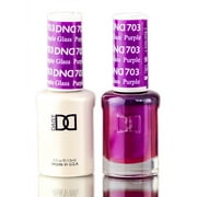 Glass Purple (703) , Daisy DND Purples Soak Off GEL POLISH DUO, All In One Gel Lacquer + Matching Nail Polish Color, Daisy Hair Scalp - Pack of 3 w/ Sleek Teasing Comb