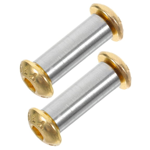 Clispeed 2Pcs DIY Brass Handle Rivets Sturdy Fastening Tool Accessories Golden Finish